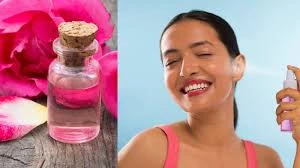 Rose water spray for glowing skin, hydrating and refreshing natural beauty treatment